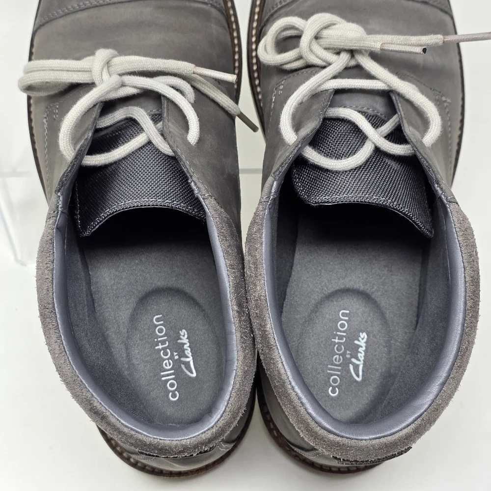 Clarks Collection Gray Leather Cap Toe Chukka Boots 14885‎ Men's US  Size 11 M